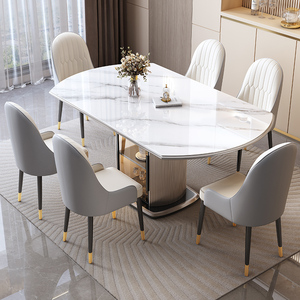 Mesa de Comedor Plegable Retráctil Moderna y Sencilla con Cubierta de Pizarra de Lujo Ligero, con Función de Cocina de Inducción <span class=keywords><strong>para</strong></span> Uso en Restaurantes - Product Image 1