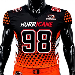 ชุดเสื้อฟุตบอลอเมริกัน Hurricane แบบซับลิเมชั่น คอวี แขนสั้น ระบายเหงื่อได้ดี ชุดยูนิฟอร์มผู้ชาย สีส้ม-ดำ หมายเลข 98 - Product Image 2