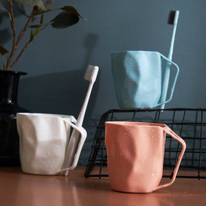 Vaso para cepillos de dientes, vaso para enjuague bucal, color sólido, blanco, azul, rosa, diseño creativo para el cuidado bucal diario - Product Image 1