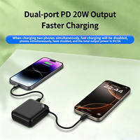 Chargeur de téléphone portable avec batterie de secours multi-ports pour iPhone Android, câble USB-C intégré, batterie externe 10000 mAh