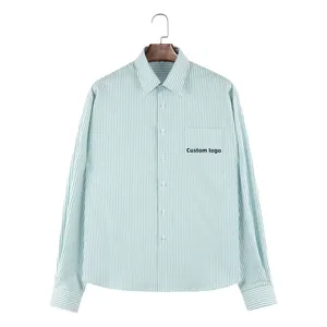 Gömlek iş Slim Fit elbise Striped çizgili pinerkek gömleği 2024 uzun kollu resmi erkekler tam yaz OEM hizmeti dokuma T/T