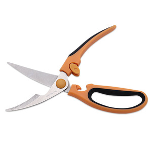 Yangjiang <b>Kitchen</b> <b>Scissors</b> Stainless Steel Orange Black Handle Household Use Elbow Shape Bulk Specification - Product Image 3