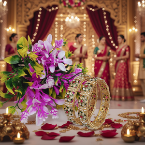 PADMAWATI Private Limited Luxury Tungsten Gold Plated Original Multi Color <b>Bangles</b> Set <b>Indian</b> Bridal Party Wedding Anniversary - Product Image 3