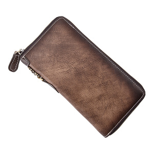 Carteira Masculina de Couro Legítimo (Full-Grain) com Padrão Mosaico e Zíper Seguro para Uso Diário e Empresarial - Product Image 1