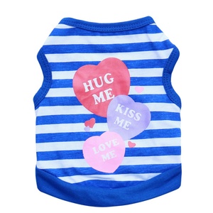 Gilet pour chien en coton doux et écologique à imprimé cœurs rayés mignons, idéal pour petits <span class=keywords><strong>chiens</strong></span> et chats – Vêtement décontracté d'é<span class=keywords><strong>t</strong></span>é pour animaux de compagnie - Product Image 2