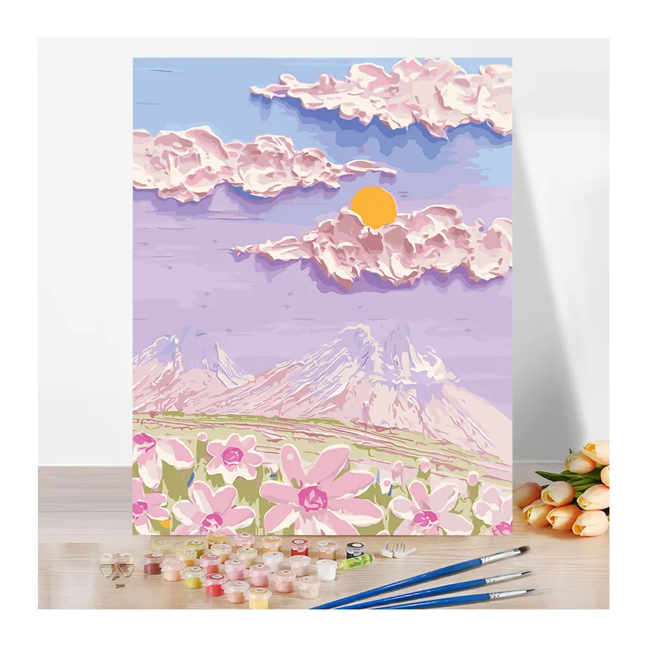 DIY Digital Oil Painting by Numbers Landscape Flower Hand-painted Painting Hot-selling Coloring Acrylic Paint Painting