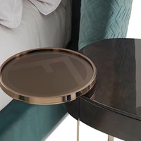 Cama King Size Extensible de Cuero Italiano Dorado de Lujo de la Marca Fendn para Dormitorio de Apartamento