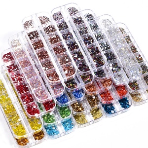 OLeeya Diamantes de imitación a granel, caja de 12 compartimentos, 2100 piezas, diamantes de imitación de cristal de 6 tamaños, diamantes de imitación de vidrio sin termofijación para uñas y vasos - Product Image 6