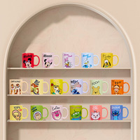 Tasse en céramique à motif de dessin animé, design 9 grilles, Mickey Minnie Stitch, tasse à café en porcelaine, cadeau pour fille, couple, souvenir d'anniversaire