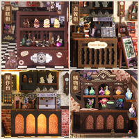 Kit DIY de maison miniature vintage pour librairie, maison miniature avec éclairage LED, décoration de porte-livres, vente en gros