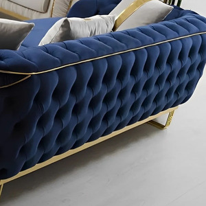 Miwo Furniture 2023 Hot Sales Luxury Living Room <strong>Stainless</strong> <strong>Steel</strong> Lounge <strong>Sofa</strong> Gold 2-3 Seater Velvet Upholster Comfortable Hall Hotel Couch - Product Image 3