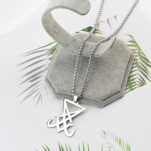 Collar de Acero Inoxidable con Sello de <span class=keywords><strong>Lucifer</strong></span> LaVey, Iglesia del Sigilo de Satanás, Collar Largo con Diseño de <span class=keywords><strong>Diablo</strong></span> Oculto - Product Image 4
