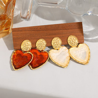 Boucles d'oreilles clous en acier inoxydable pour femme, style Instagram, haut de gamme, en forme de cœur, tendance, polyvalentes, inaltérables