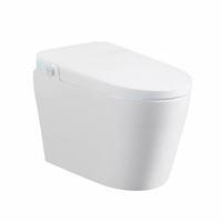 WC intelligent sans réservoir en céramique avec bidet intégré monobloc, chasse d'eau automatique, siège chauffant, eau chaude, séchage, température réglable, commande au pied
