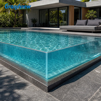 Panneaux acryliques courbés en forme de L en PMMA Grandview pour projets de piscines sur mesure