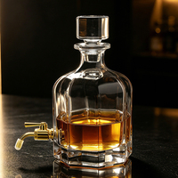 Carafe à whisky en verre à fond épais de 1000 ml, bouteille à spiritueux en cristal, carafe à liqueur pour bar, bouchon hermétique, design octogonal de luxe