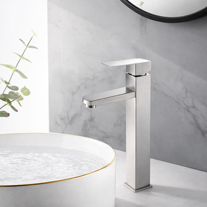 Rubinetto Miscelatore Monocomando Quadrato Moderno per Lavabo Bagno in Acciaio Inox SUS304, Finitura Spazzolata Antimacchia, Facile Installazione - Product Image 2