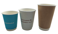 Gobelet en papier à double paroi jetable de 8 oz, 12 oz, 16 oz pour boissons chaudes, biodégradable, avec logo personnalisable en PE pour le café