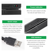 Pembaca Kartu MSR Mini USB Pabrik OEM 2026, Pembaca Kartu Gesek Strip Magnetik Dua Kepala dengan Antarmuka USB/TTL/RS232/Virtual Com