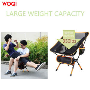 Chaise de camping pliable Woqi, structure en aluminium, tissu Oxford, légère, portable, pour extérieur et jardin, noire - Product Image 3