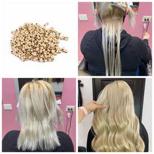 Xuchang Harmony <span class=keywords><strong>4</strong></span>-Barrels 4000pcs 3x2.4x4mm Extensions de cheveux I-Tip lisses avec <span class=keywords><strong>micro</strong></span>-perles en cuivre et outils pour extensions capillaires - Product Image 6