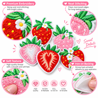 Patch brodé thermocollant ou à coudre, motif fraise, fruit mignon, rose, rouge, fleur Kawaii, vente en gros