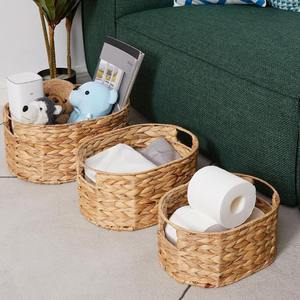 Grands paniers de rangement ronds en osier avec poignées pour cuisine, salle de bain et armoire - Paniers tissés à la main pour outils et étagères - Product Image 6