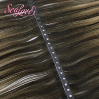 Extensions de cheveux humains vierges OEM Double Drawn Xo Weft Machine Weft Pu Wefts, couleur brun froid, type papillon, 30 pouces