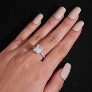 Bagues en moissanite à prix réduit pour femmes, fiançailles, argent 925, moissanite VVS, coupe princesse, diamant moissanite, bagues pour femmes - Product Image 2
