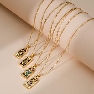 Collar con Colgante de Carta del <span class=keywords><strong>Tarot</strong></span> Místico en Acero Inoxidable Vintage al por Mayor, Collares Cuadrados de Esmalte Colorido para Mujer - Product Image 3