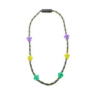 Nguồn Cung Cấp Bên Ánh Sáng Lên LED Mardi Gras Fleur De Lis Hạt Vòng Cổ Lễ Hội Đảng Phát Sáng Đính Cườm Vòng Cổ