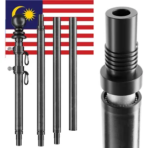 CYDISPLAY Malaysia 1,5 m 5 Fuß schwarzer Aluminium-Flaggständer Stand sektional Flaggständer Wandhalterung tragbar flexibel Teleskop-Flaggständer