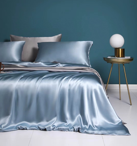 Ensemble de literie luxueux en <span class=keywords><strong>soie</strong></span> satinée 100% drap de lit en <span class=keywords><strong>soie</strong></span> et housse de <span class=keywords><strong>couette</strong></span> avec taie d'oreiller assortie - Product Image 1