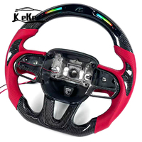 Volant personnalisé en cuir perforé rouge avec fibre de carbone LED pour Dodge Challenger SRT Hellcat Demon 392 Charger Hemi R/T