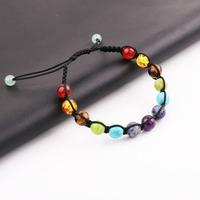 Bracelet d'énergie de guérison tissé à la main, 7 Chakra, en pierres précieuses, macramé tressé, Yoga, pierres de prière