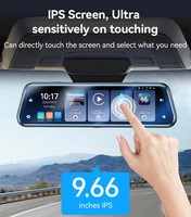 Airplay 4K + 2K 9.66 ''IPS Car Full Touch Screen Streaming Media Car Mirror DVR Front Rear Dash Cam Wireless Carplay Android Auto
