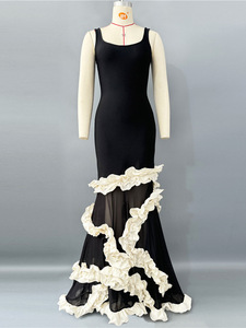 Offre Spéciale haute qualité femmes élégant noir parole longueur <span class=keywords><strong>robe</strong></span> fleur blanche sans manches pansement a-ligne fête <span class=keywords><strong>longue</strong></span> <span class=keywords><strong>robe</strong></span> - Product Image 6