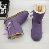 Sepatu Bot Salju Klasik Grosir UG Tasman Original Bowtie Cow Suede Ankle Boots Sepatu Bulu Musim Dingin untuk Wanita dan Pria Ukuran 35-45