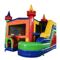 Structure gonflable commerciale en PVC de qualité professionnelle, château de saut avec toboggan et blocs de construction, pour location commerciale, couleur personnalisable