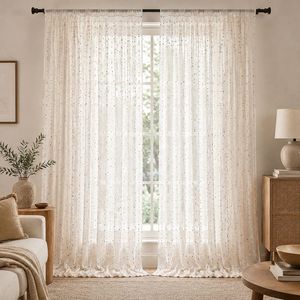 COSENNATUR Rideau Voilage Jacquard Multicolore à Pois Effet Bonbon 1 Pièce, 100% Polyester 110gsm pour Salon Vente en Gros - Product Image 1