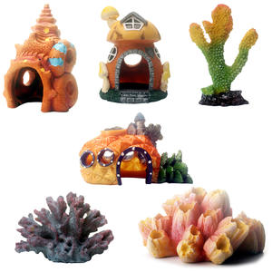 Decoración de Acuario con Planta de <span class=keywords><strong>Coral</strong></span> Artificial, Adorno para Pecera, Resina Artificial, Colorido, Pequeño, Diseño de Castillo de Dibujos Animados - Product Image 1