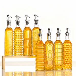 Vente flash : Bouteille distributrice d'huile d'olive de 500 ml, bouteille vide en verre pour huile de cuisson, bouteilles carrées pour vinaigre - Product Image 3