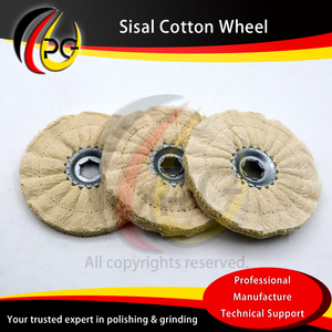 ล้อขัดผ้าใยสังเคราะห์ไซซอลผสมฝ้าย ขนาดเส้นผ่านศูนย์กลาง 100-220 มม. ความหนา 15-18 มม. รูหกเหลี่ยม 19/24/32 มม. แบบหนีบแกน แข็ง/อ่อน/เหนียว - Product Image 6