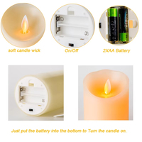 Bougie LED sans flamme avec simulation de flamme 3D pour événements, concerts, décoration, flamme mobile, cire de paraffine ivoire, faite à la main, sûre pour l'église