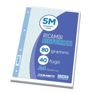 CONFEZIONE DA 40 FOGLI RICARICABILI RINFORZATI A5 A CARATELLA - Product Image 1