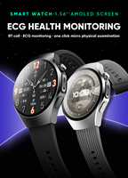 Montre connectée MT116, écran AMOLED 1.56'', ECG, moniteur de fréquence cardiaque et de pression artérielle, appels Bluetooth, étanche IP67, montre connectée de fitness