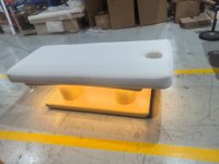 Table de soin esthétique électrique de luxe en bois à 4 moteurs, chauffante, pour traitement du visage, avec double ports USB, idéale pour spa et massage (direct usine)