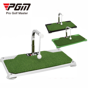 PGM HL005 Entraîneur de swing de golf d'intérieur avec tapis de frappe en <span class=keywords><strong>gazon</strong></span> <span class=keywords><strong>artificiel</strong></span>, rotation à 360°, hauteur réglable pour la pratique à domicile - Product Image 1