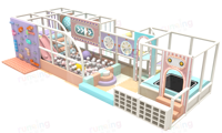 Parc d'aventure intérieur sur le thème des macarons, aire de jeux en peluche, piscine à balles en métal pour enfants, centre de jeux avec toboggan en spirale et trampoline