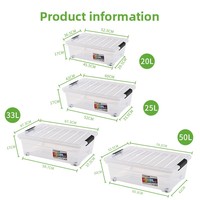 Caja de Almacenamiento Transparente Rectangular con Ruedas, Diseño Moderno y Minimalista con Poleas, Organizador de Ropa, Juguetes y Ropa Interior, Tamaño Grande